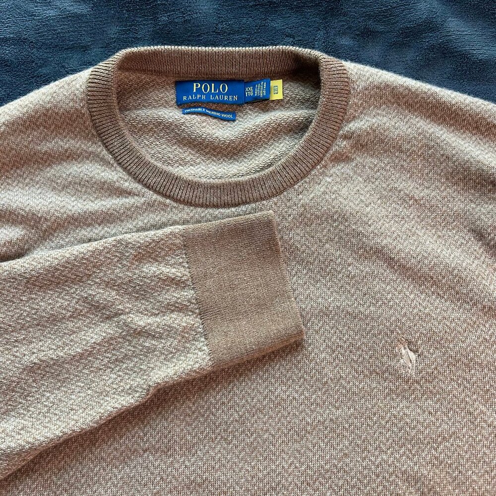 Polo Ralph Lauren Washable Merino Wool Sweater XXL Tan Heather Crew
